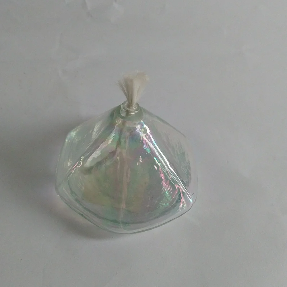 Vintage Oil Lamp Glass Eye Studio GES Art Glass Iridescent Seattle WA